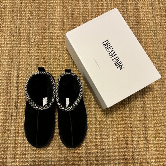 Genuine Suede Plush Fur-Lined Winter Platform Slippers - Picture 6 of 8